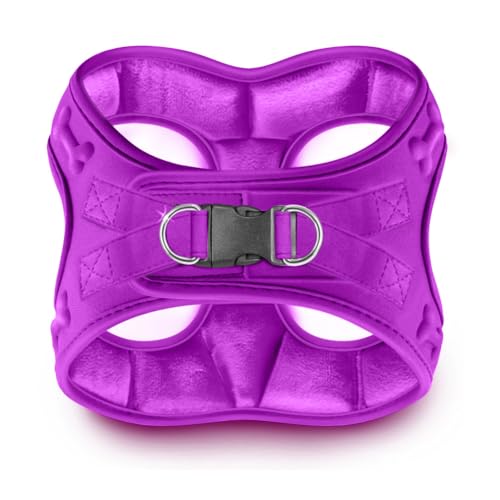 Comfort Fit Dog Harness Step In No Pull Harness for Medium Small Sized Dogs Soft Padded No Escape Harness Adjustable Easy Buckle with Leash Attachment D-Ring Extra Comfort Inside Velvet Plush S Purple - color: Purple Plush, size: S (Chest 14.5"-17")