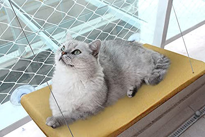 Cat Window Bed – Stable Support for All Kitties – No-Drill Mounting Window Bed for Cats w/Hand-Washable Fabric – Space Saving Cat Window Hammock for Indoor Cats & Apartment Living (21”x12”)