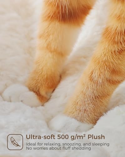 MUTTROS Modern Cat Tree Tower for Large Cats, Wood Cat Tower with Natural Scratching Post, Solid Wood Condo, Real Branch Luxury Cat Furniture with Curved Bed, Top Basket, White - color: Cloud White, size: 38" Solid Wood Cat Tree