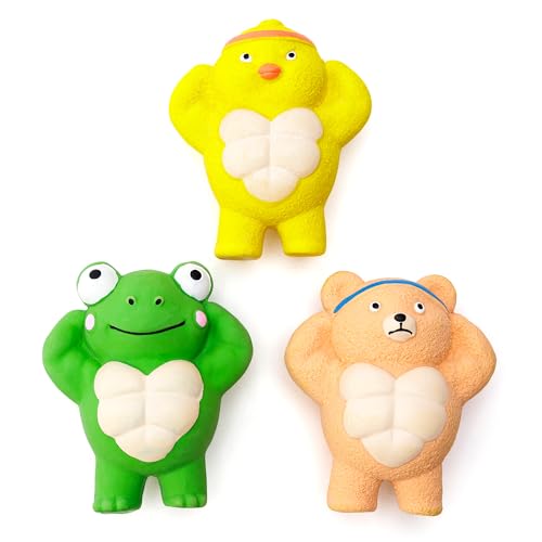 3 Pack Squeaky Dog Toys for Medium Dogs, Soft Latex Chicken Squeaky Dog Ball, Cute Funny Squeak Different Animals Frog Bear Chicken Pet Toys - color: Different Animals - 3 Pack, size: Medium
