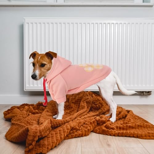 Dog Hoodie,Flannel Pet Hooded Sweater with Hat Puppy Pullover Sweater Shirt,Dog (Pink,L) - color: Pink, size: Large
