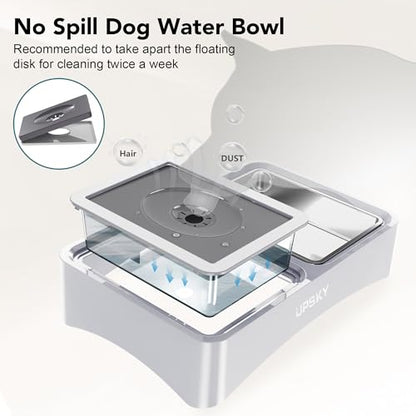 UPSKY 3-in-1 Elevated Dog Bowls: Slow Feeder, Adjustable Stand, No Spill Dispenser - Stainless Steel Food & Water Bowl for Small to Medium Dogs, White - color: E-3-in-1 (White)