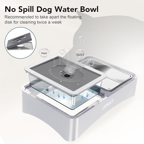 UPSKY 3-in-1 Elevated Dog Bowls: Slow Feeder, Adjustable Stand, No Spill Dispenser - Stainless Steel Food & Water Bowl for Small to Medium Dogs, White - color: E-3-in-1 (White)
