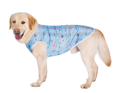HDKUW Pet Clothes,Dog Summer T-Shirt Cool Breathable Sunscreen Dog Vest Clothes Outfit Costume for Medium Large Dogs Blue Jellyfish XL - color: Blue Jellyfish, size: XL