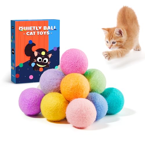 Potaroma 12 Pcs Quiet Play Felt Cat Ball Toys with Catnip Inside, Cat Kicker Exercise Toys, Fun Colorful Kitty Kitten Toys 1.6 Inches