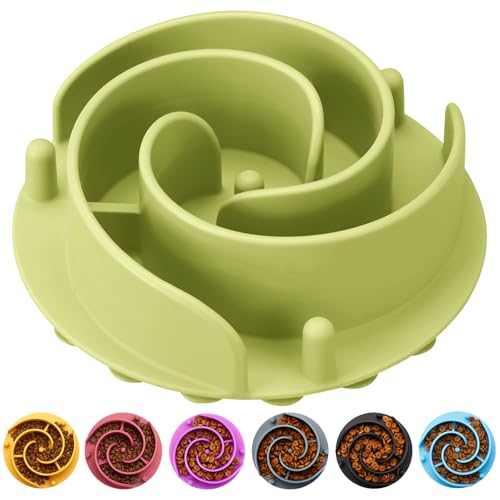 Slow Feeder Dog Bowls Insert, Animire Soft Silicone Slow Eating Dog Food Bowl for Small, Medium and Large Dogs, Compatible with Regular and Elevated Bowls - color: Green, size: L