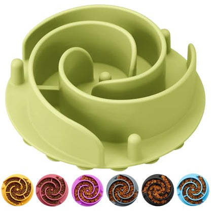 Slow Feeder Dog Bowls Insert, Animire Soft Silicone Slow Eating Dog Food Bowl for Small, Medium and Large Dogs, Compatible with Regular and Elevated Bowls - color: Green, size: L