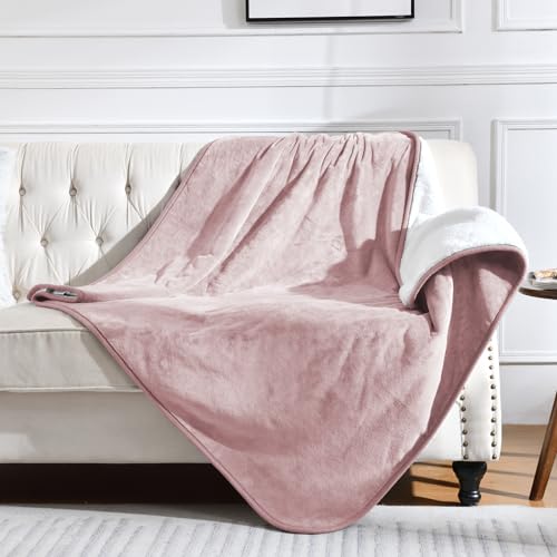 Waterproof Blanket for Bed Couch Sofa, Soft Liquid Pee Proof Pet Blanket for Dog Puppy Cat, Reversible Sherpa Fleece Furniture Protector (Dusty Pink, 50x60 inches) - color: Dusty Pink, size: 50x60 inches