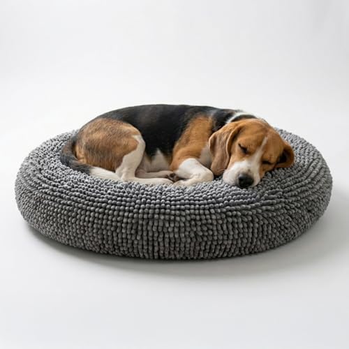 Muddy Mat®Cloud K-9 Bed for Dogs & Cats, Soft & Relaxing Round Dog Bed, Chenille Material, Removable Cover, Washable & Dryer Safe–Grey Medium(35'x35') - color: Grey, size: Medium (35''X35'')