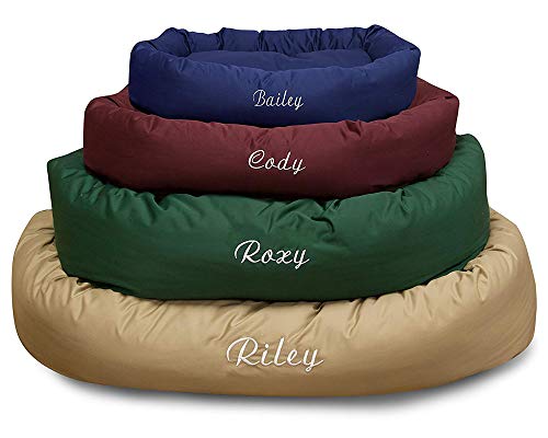 Majestic Pet Personalized 52 Inch Bagel Calming Dog Bed - Washable, Cozy Soft Round With Spine Support - Fluffy Donut Shape 52x35x11 Inches - X-Large, Blue - color: Blue, size: X-Large