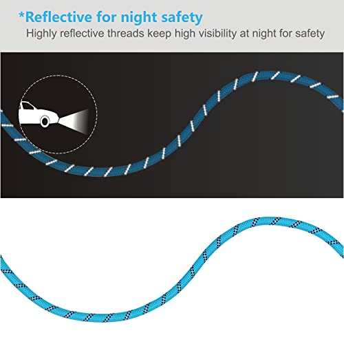 Dog Leash Heavy Duty 6ft, Double Handle Dog Leash with Padded Handle for Traffic Control, Reflective Rope Leashes for Large and Medium Dogs Night Control Safety Training (Baby Blue) - color: Baby Blue (25 to 120 lbs)