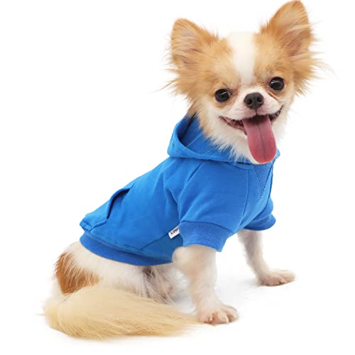 LOPHIPETS Lightweight Cotton Hoodie for Small Dogs – Hooded Sweatshirt for Chihuahuas Puppy and Toy Breeds-Blue/M - color: Blue, size: Medium for 4.5-6.5 lbs