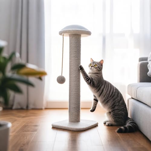 PowerKing Natural Sisal Replacement Scratching Post, 4 Pieces M8 Cat Scratch Post Refill Pole Parts for Refurbishment, White, Include Screws (Grey-15.7''+15.7''+7.87''+7.87'') - color: Grey, size: 15.7''+15.7''+7.87''+7.87'' (2.67''Thick)