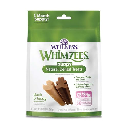 Wellness WHIMZEES Puppy Natural Dog Dental Treat, Chews, Freshens Breath, Extra-Small/Small Size, 7.9 oz Bag, 30 Count - size: 30 Count (Pack of 1)