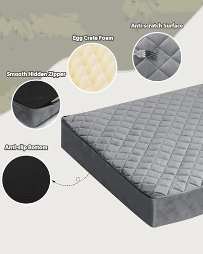 NUPIDA Orthopedic Dog Beds Large Sized Dog Waterproof Lining with Removable Washable Cover and Non-Slip Bottom, Quilting Pet Bed, 35x23 Inch, Dark Gray - color: Dark Gray, size: 35.0"L x 22.0"W x 3.0"Th