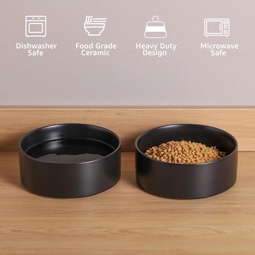 YINGFAN Dog Bowls Heavy Duty Ceramic Dog Bowls Non-Slip Ceramic Basic Bowl for Dogs (28 oz) - color: Black