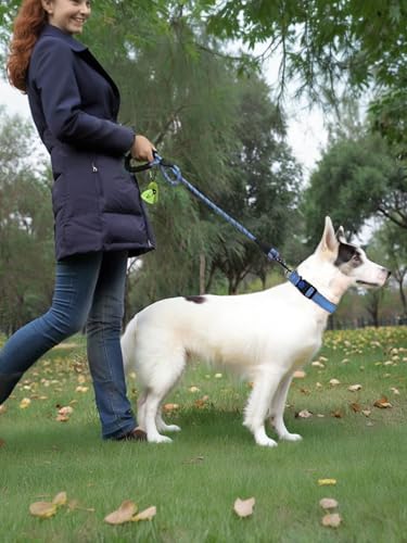 Rope Dog Leash 6 FT with Comfortable Padded Handle, Highly Reflective Threads Dog Leash for Medium Large Dogs, 1/2 inch, Blue - color: Blue