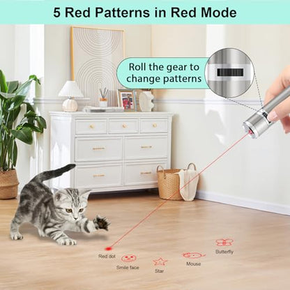 TBTeek Cat Toys, Rechargeable, 3 Light Modes & 5 Fun Patterns, Portable Interactive Kitten Pet Dog Cat Mouse Toy for Fun Chase Play Exercise - size: 1pc red light