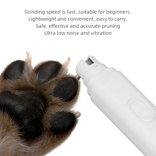 Professional Dog Nail Grinder, Electric Pet Nail Grinder with Low Noise Design, Safe Trimming for Small Medium Large Dogs and Cats, DC 5V 1A Portable Grooming Tool