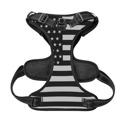 Black Striped Flag Reflective Dog Harness No Pull Soft Vest Harness for Small Medium Large Dog Puppy Pets Medium Size - color: Black Striped Flag, size: Medium