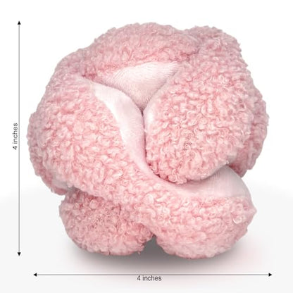 Glory To Dog Pink Snuffle Knot Interactive Dog Toy 4” Puzzle Ball with 8 Squeakers & Crinkle – Treat Hiding Enrichment Toy for Puppy & Small Breed Dogs – Durable Plush Sensory Play & Stimulation - color: Pink