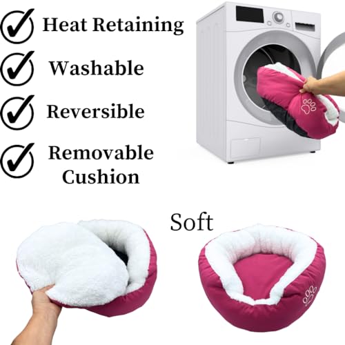 Evelots Calming Donut Cat Bed - Warm Pet Bed for Cats and Small Dogs - Anti-Anxiety Cozy Cuddler - Removable Soft Plush Cushion - Machine Washable - Non-Slip Bottom - Pink - color: Pink