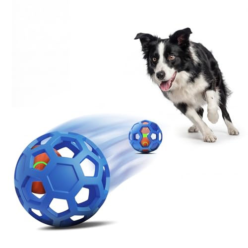 Unique Interactive Dog Toy with Ball-in-Ball Design, 4X Durable Rubber Outer Shell & Inner Smart Automatic Bouncing Ball to Keep Them Busy, Fetch&Puzzle&Chew Toys for Medium, Large High Energy Dogs