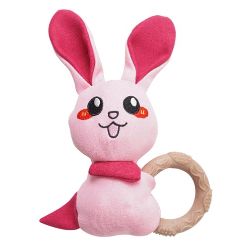 TiaoBug Puppy Teething Toy with Squeaky Soft Plush Dog Chew Toys for Small Dogs Interactive TPR Rabbit One Size - color: Rabbit
