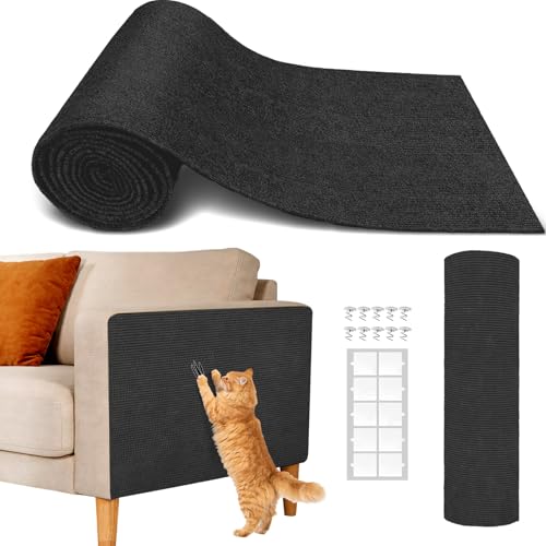 Couch Wall Corner Protector for Indoor Cats, Anti Scratch Furniture Protector from Cats Scratching, Trimmable Climbing Cat Scratcher Pad Mat for Cat Board/Door/Carpet(Black, 78.7x15.8In) - color: Black, size: 78.7x15.8Inch