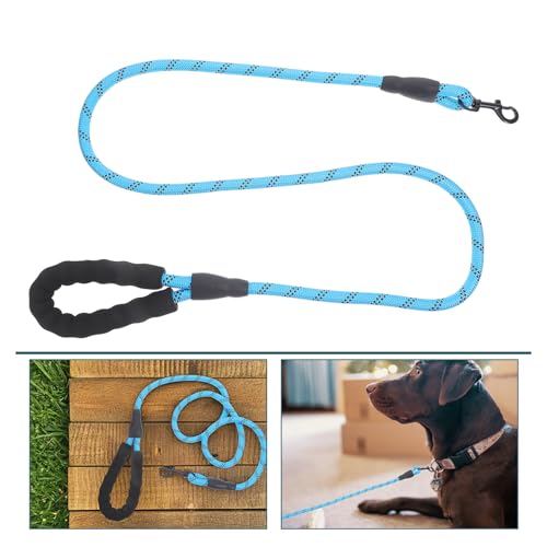 Toyvian Reflective Dog Leash Rope with Padded Handle, Heavy Duty Nylon 1.2cm X 150cm, Outdoor Walking Traction Leash for Small to Large Dogs