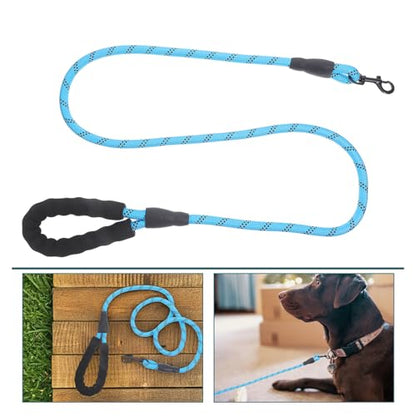 Toyvian Reflective Dog Leash Rope with Padded Handle, Heavy Duty Nylon 1.2cm X 150cm, Outdoor Walking Traction Leash for Small to Large Dogs