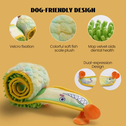 Nocciola EEL Squeaky Dog Toy, Tough No Stuffing Toy for Tug of War, Puppy Interactive Puzzle Fun to Keep Them Busy, Cognitive Crinkle Dog Toy for Large Medium Small Breed, Yellow - color: No Stuffing Yellow Eel