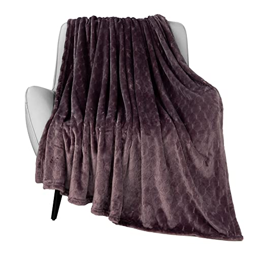 TOONOW Fleece Blanket Textured Fuzzy Plush Throw Blanket Twin Size 60" x 80", Super Soft Fluffy Bed Blanket Geometric Pattern Comfy Microfiber Flannel Blankets for Couch, Bed, Sofa, Purple - color: Purple, size: Twin- 60" x 80"