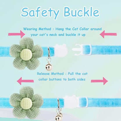 Breakaway Cat Collars with Bells, MUZIEBA Kitten Collar for Girl Boy Adjustable Safety Kitty Collars for Cats Puppy and Small Pets (Blue) - color: Blue