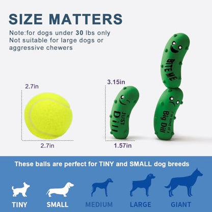 Squeaky Dog Toys, Soft Latex Rubber Squeaky Ball for Small Dogs Puppies, Cute Bounce Squeak Crunchy Pickle Pet Dog Toy - color: Crunchy Pickle - 3 Pack, size: Small