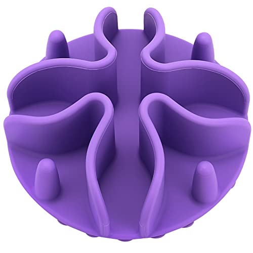 Slow Feeder Insert for Dogs & Cats, 3 Sizes Food-Grade Silicone Anti-Choking Puzzle Feeder, Non-Slip Suction Cup Design, Fits Most Bowls, Bloat Stop Pet Feeding Solution - color: Lavander, size: Large 5.5 inchs