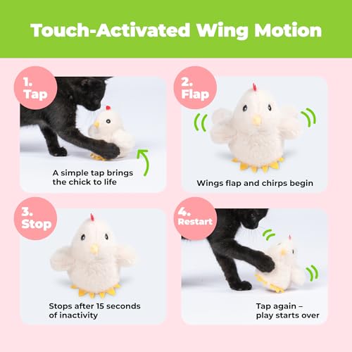 Catify Best Pet Supplies Flapping Duckling, Chick & Bird Cat Toy - Motion-Activated Wings, Realistic Chirps, Catnip-Infused Plush, USB-Rechargeable, Indoor Cats & Kittens, Self-Play Enrichment - Beige - color: Flapping Chick Beige