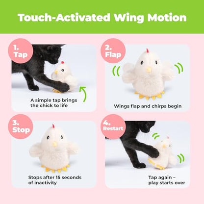 Catify Best Pet Supplies Flapping Duckling, Chick & Bird Cat Toy - Motion-Activated Wings, Realistic Chirps, Catnip-Infused Plush, USB-Rechargeable, Indoor Cats & Kittens, Self-Play Enrichment - Beige - color: Flapping Chick Beige