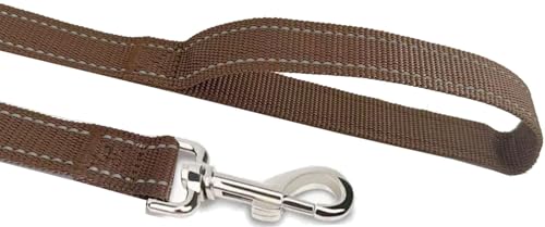 Reflective Dog Leash 4Ft /5 Foot /6 Feet Long, 1 Inch Wide, for Small and Medium Dogs - color: Reflective Brown, size: 1'' x 4 FT