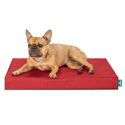 FurHaven Medium Orthopedic Dog Bed – Indoor/Outdoor Water-Resistant Mattress Pet Bed, Removable Washable Cover, Red - color: Red, size: Medium