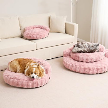 EHEYCIGA Dog Bed Medium Size Dog, Fluffy Small Dog Couch with Removable Washable Cover, Bolster Pet Sofa, Waterproof and Non-Slip, 30" x 30"x 8.5", Pink - color: Pink, size: 30"L x 30"W x 8.5"Th