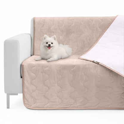 Paw Inspired Non-Slip Couch & Furniture Protector, Waterproof, Washable Bed & Couch Cover for Dogs, Cats, Pets (Anti-Slip, Beige) - color: Anti-slip Tan