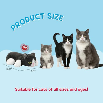 Snuggle Kitty Heartbeat Cat Toy for Kittens and Cats with Real-Feel Pulse and Heat Pack, Calming Sleep Aid for Cat Anxiety, New Kitten Essentials - Grey and White - color: Grey & White