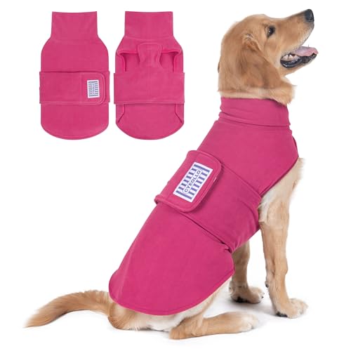cyeollo XXL Dog Sweater, Fleece Doggy Sweaters Stretchy Turtleneck Doggie Sweatshirt Soft Warm Winter Coat Fall Autumn Pet Clothes for Large Dogs Girl, Pink 2XL - color: Pink, size: XX-Large