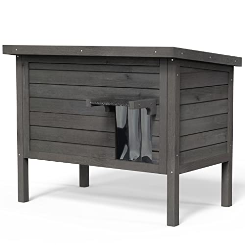GDLF Outdoor Cat House Feral Cat Enclosure 100% Insulated All-Round Foam Weatherproof Solid Wood Large Size for Multiple Felines 34.5" L*21.5" W*27.2" H - style: Feral Cat Shelter
