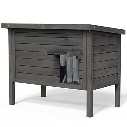 GDLF Outdoor Cat House Feral Cat Enclosure 100% Insulated All-Round Foam Weatherproof Solid Wood Large Size for Multiple Felines 34.5" L*21.5" W*27.2" H - style: Feral Cat Shelter