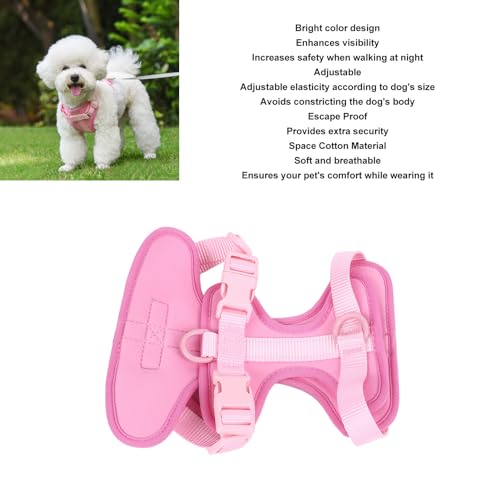 Adjustable Soft Breathable Escape Proof Dog Vest Harness, Pet Chest Harness for Small Dogs and Puppies, Bright Color Safety Design with Dual D Rings for Walking and (S) - color: Pink