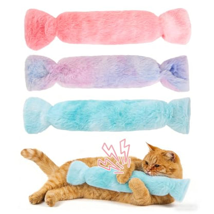 Cat Kicker Toy 3Pcs, Candy Shape Catnip Toys for Cats, Catnip Toys with Crinkle Paper. Indoor Kitten Toy Kicker Pillows. - style: Candy 3pcs