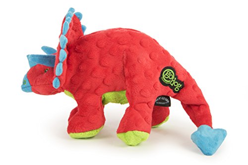 goDog Dinos Frills Squeaky Plush Dog Toy with Chew Guard Technology, Durable Fabric & Squeaker for Active Play, Red, Large - color: Dinos Frills (Red), size: Large