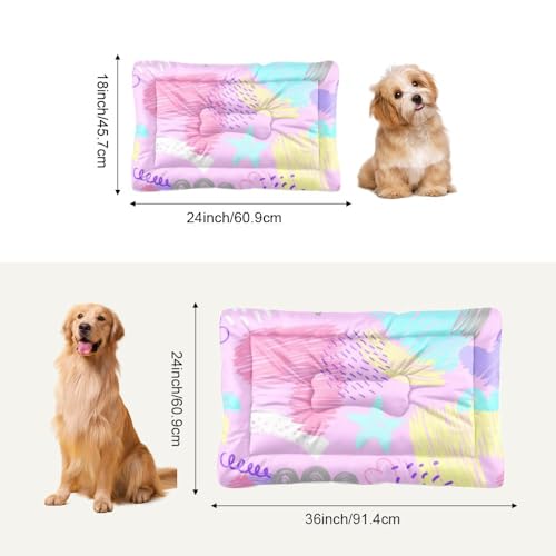 Pastel Doodle Hearts Dog Bed Small Size Dog Washable Crate Mat Machine Washable Crate Pads Small Bed for Non-Slip Bedding for Beds Pet Mats Doggy Beds Indoor Outdoor 36X24 Inch - size: 36 × 24 inch